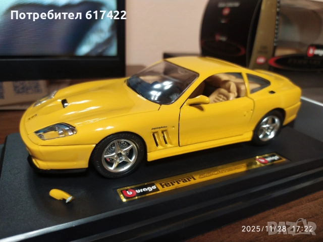 1:24 Метален модел на Ferrari 550 Maranello -Burago, снимка 7 - Колекции - 52576878