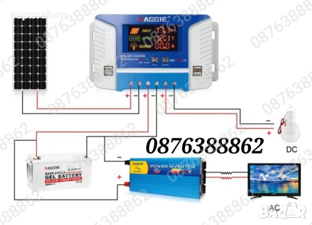 Контролер за соларен панел 20А, 30А, 60А, 12V/24V PWM 3, снимка 7 - Друга електроника - 48949675