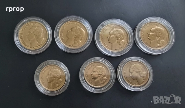 Франция. 10 и 20 франка. 10 франка, 20 франка . 7 бройки. 1950- 1953 г., снимка 5 - Нумизматика и бонистика - 47567672