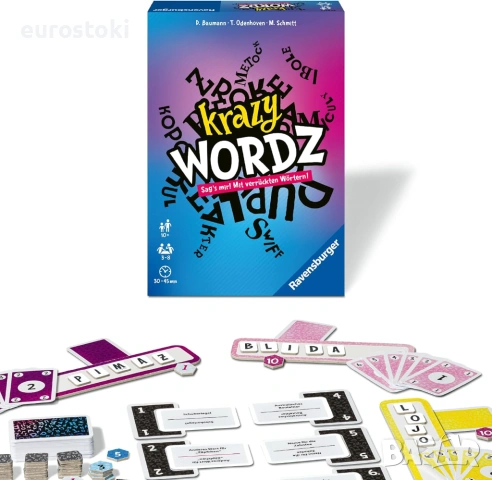 Ravensburger 26837 Krazy Wordz - Парти игра на немски език, за цялото семейство, за възрастни и деца