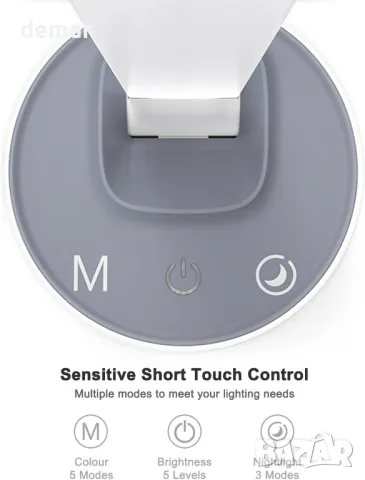 LONGTOO LED настолна лампа, димируема с 5 яркости и 5 цветови режима, 9 W, бяла, снимка 3 - Настолни лампи - 49243007