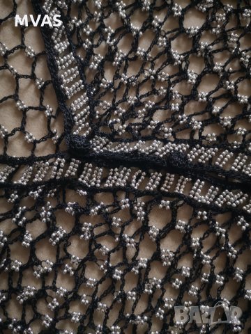Нов мрежест черен елек със сребърни мъниста за танци, снимка 3 - Корсети, бюстиета, топове - 31221110