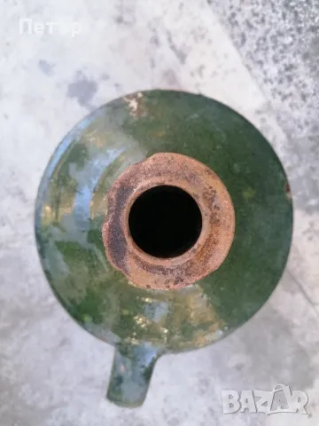 Продавам голям красив зелен антикварен глинен съд / бутилка /стомна, снимка 5 - Антикварни и старинни предмети - 49079564