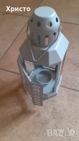 фенер метален ретро антикварен, за свещ кандило или други метал светло сив, снимка 4 - Антикварни и старинни предмети - 48907495