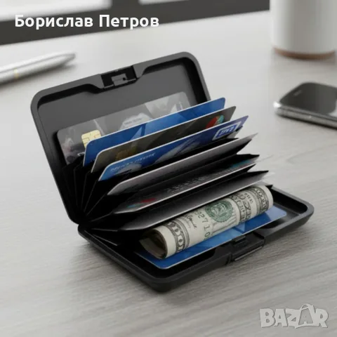 Портфейл - органайзер за пари, карти, смартфони и функция на зарядно