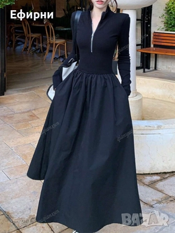 Дълга черна рокля, снимка 3 - Рокли - 51532827