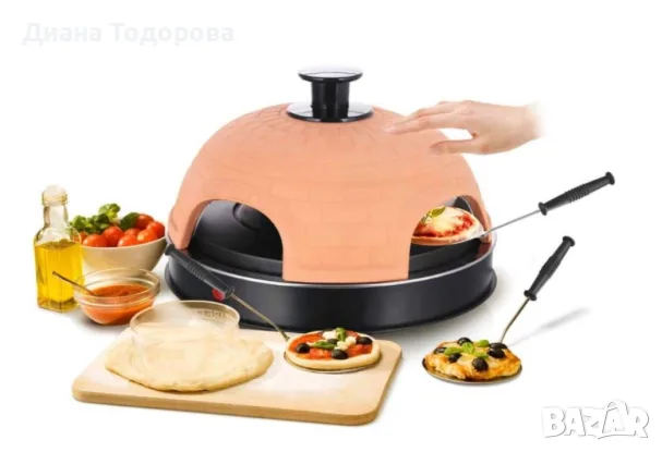 Иновативна електрическа пещ за пица Emerio Pizzarette с теракотен купол