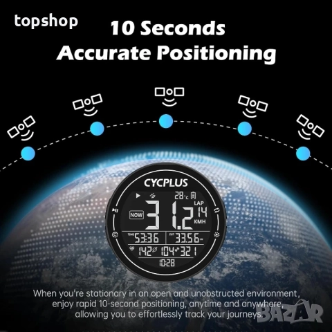 Нов компютър за велосипед CYCPLUS GPS, безжичен, ANT+ Bluetooth скоростомер, километраж, IPX6 вод..., снимка 5 - Велосипеди - 51636476