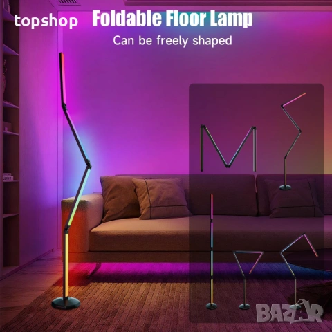 НОВА Луксозна RGB LED Лампа 137см (54") с Музикален Сензор и Дистанционно