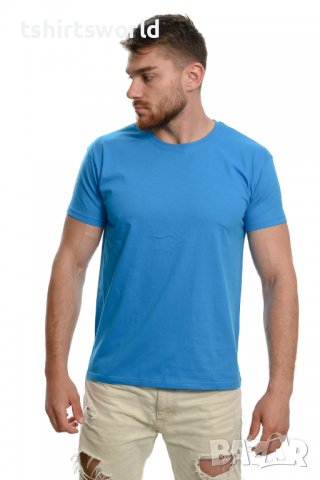 Нова мъжка изчистена тениска в син цвят, снимка 3 - Тениски - 37670455