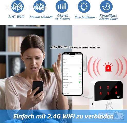 WiFi SOS пейджър за възрастни хора смарт звънец безжична SOS система, снимка 2 - Други стоки за дома - 55736475