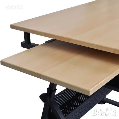 vidaXL Чертожна маса с две чекмеджета накланящ се плот и табуретка, снимка 5 - Работни маси и бюра - 56146262