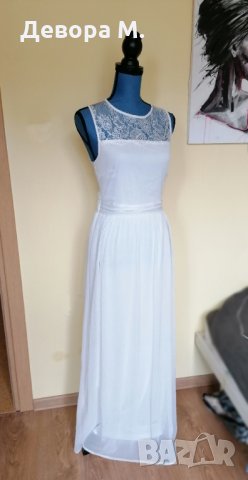 Дълга бяла рокля с етикет, снимка 2 - Рокли - 30625107
