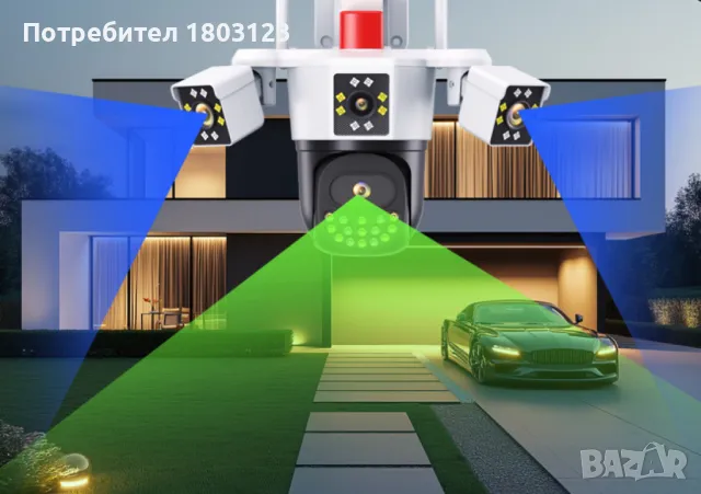 Безжична 4G WiFi камера за наблюдение с триекранен монитор,водоустойчива, снимка 4 - Камери - 48379595