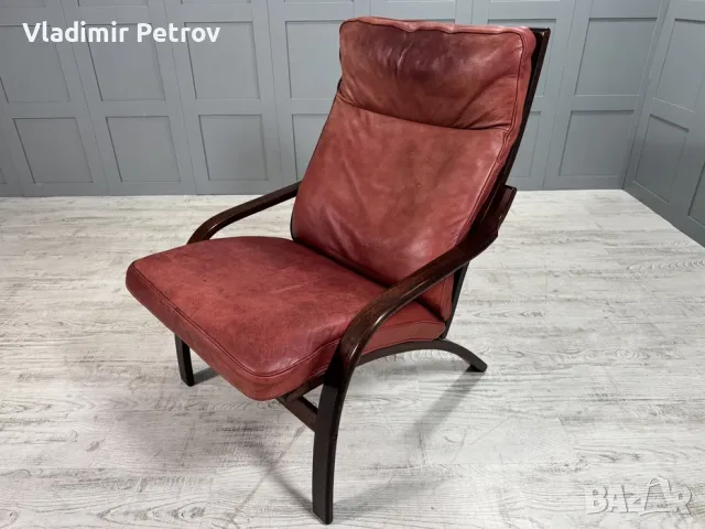 Датско кожено кресло Stouby Д1124, снимка 4 - Дивани и мека мебел - 55980124