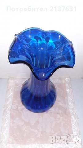 НОВА  ! РАЗКОШНА ВАЗА от кобалтово синьо стъкло , снимка 2 - Декорация за дома - 39262858