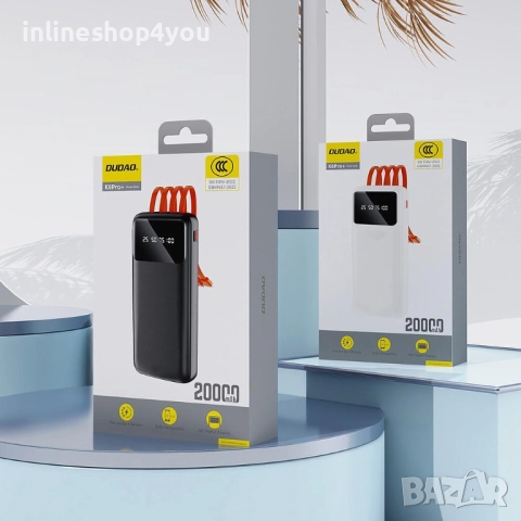 Външна батерия с вградени USB-A, USB-C, Lightning и microUSB кабели - Dudao K6Pro Universal Power Ba, снимка 7 - Външни батерии - 52554115