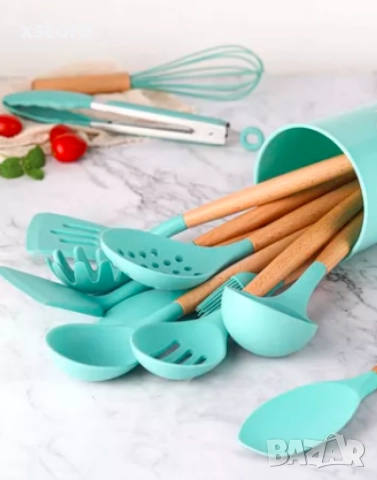 Комплект кухненски прибори 11 бр. в кръгла поставка., снимка 2 - Прибори за хранене, готвене и сервиране - 52695624