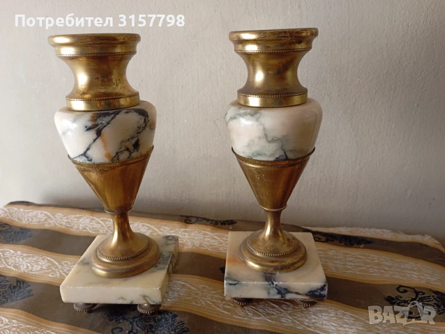 Комплект барокови свещници,декорации тип ваза