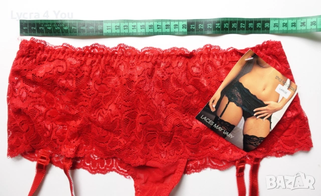 Classyfied S/M нова червена полупрашка с дантелен колан и жартиери, снимка 8 - Бельо - 53309853