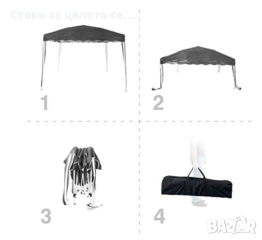 Сгъваема шатра Muhler 300x300xH260cm, снимка 2 - Градински мебели, декорация  - 54155021