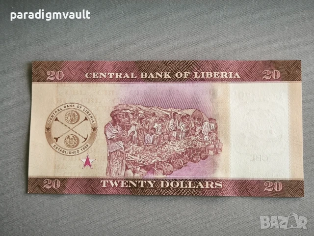 Банкнота - Либерия - 20 долара UNC | 2022г., снимка 2 - Нумизматика и бонистика - 50577460