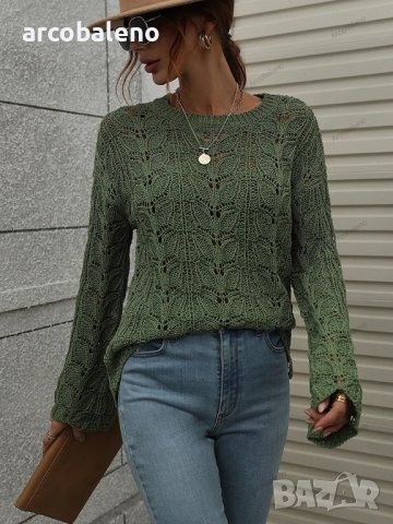 Дамски свободен пуловер с кръгло деколте, 6цвята , снимка 6 - Блузи с дълъг ръкав и пуловери - 42926615