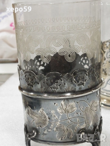 СССР-лот от много редки сребърни руски и един турски подстакани/ сребро 875, снимка 4 - Антикварни и старинни предмети - 52825209