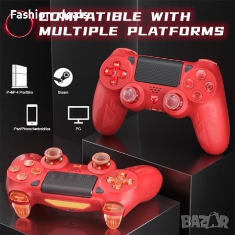 Нов Безжичен контролер за PS-4 с RGB бутони и дълга издръжливост на батерията, снимка 2 - Аксесоари - 42712702