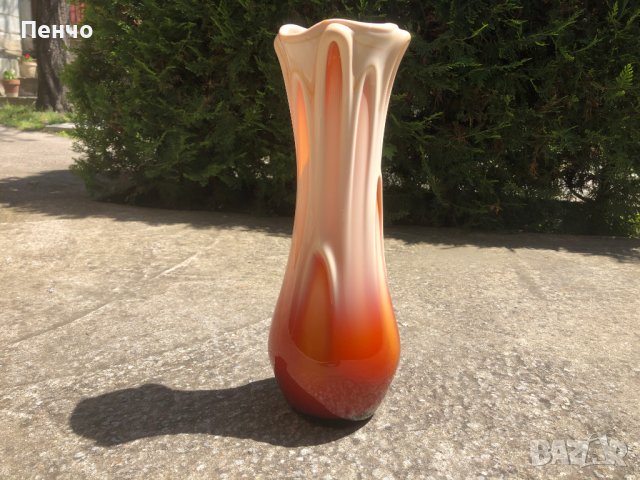 стара ваза/цветно стъкло/ "SIP" - MADE IN BULGARIA, снимка 2 - Антикварни и старинни предмети - 40618295