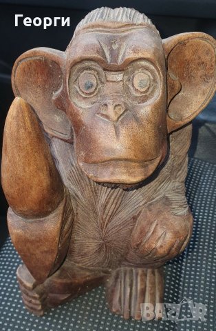 Стара Африканска дървена фигура маймуна от бял абанос. , снимка 2 - Други ценни предмети - 31286386