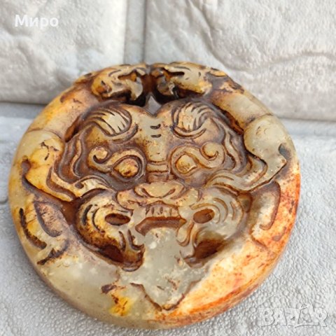 ЕСТЕСТВЕН НЕФРИТ С ИЗОБРАЖЕНИЕ НА  ДРАКОН ЗВЯР ЗМЕЙ , снимка 3 - Антикварни и старинни предмети - 40516928
