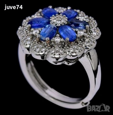 СРЕБЪРЕН ПРЪСТЕН С КИАНИТ (НЕПАЛ), снимка 2 - Пръстени - 53094652