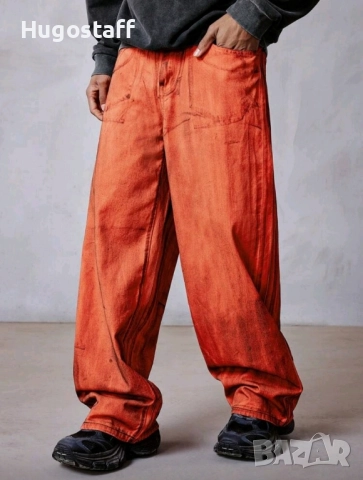 Нови baggy дънки  Casual Loose Fit Jeans панталони карго Л, снимка 9 - Дънки - 52034041