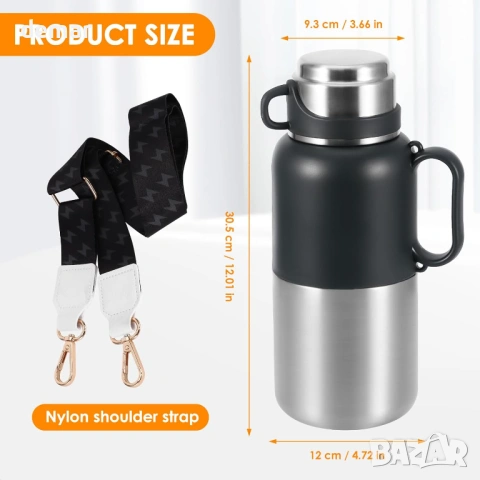 2 литра голям термос за топли и студени напитки от неръждаема стомана с чаша, снимка 7 - Други стоки за дома - 54065256