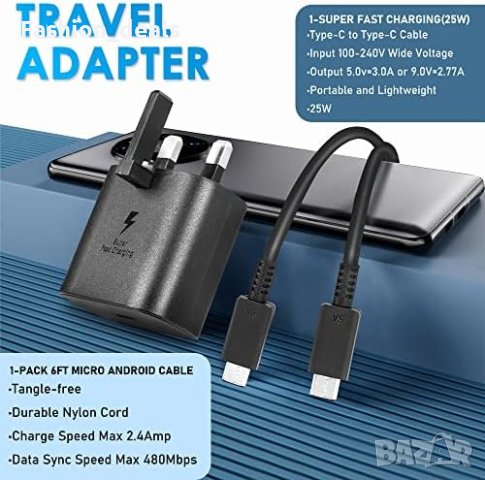 Ново 25W Бързо Зарядно + 1.83м USB C Кабел Оптимална защита Подарък , снимка 6 - Други стоки за дома - 42634333