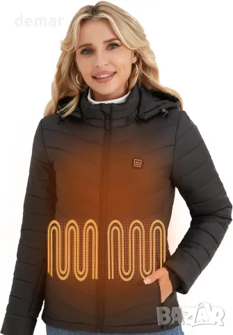 Дамско отопляемо яке VESTEGO, черно, 6 зони, батерия 12 V, 20 000 mAh