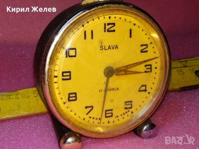 SLAVA MADE in USSR Стар КОЛЕКЦИОНЕРСКИ РУСКИ БУДИЛНИК МЕХАНИЧЕН НАСТОЛЕН ЧАСОВНИК СЛАВА СССР 30775, снимка 11 - Антикварни и старинни предмети - 44548987