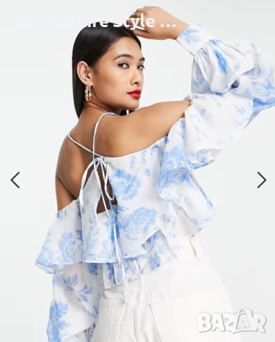 ASOS дамска риза/блуза с волани р-р L, снимка 3 - Корсети, бюстиета, топове - 52908264