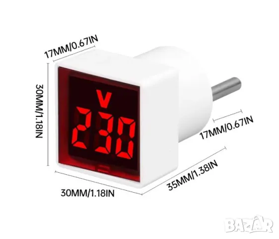 220 Волта Цифров LCD Циферблат Волтметър Обхват Измерване AC 50V~500V 220V/230V Волтметър Volt Meter, снимка 5 - Друга електроника - 48585081