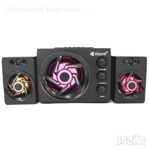 Светеща озвучителна система Kisonli 2+1 с мощен буфер, снимка 5 - Аудиосистеми - 48767485