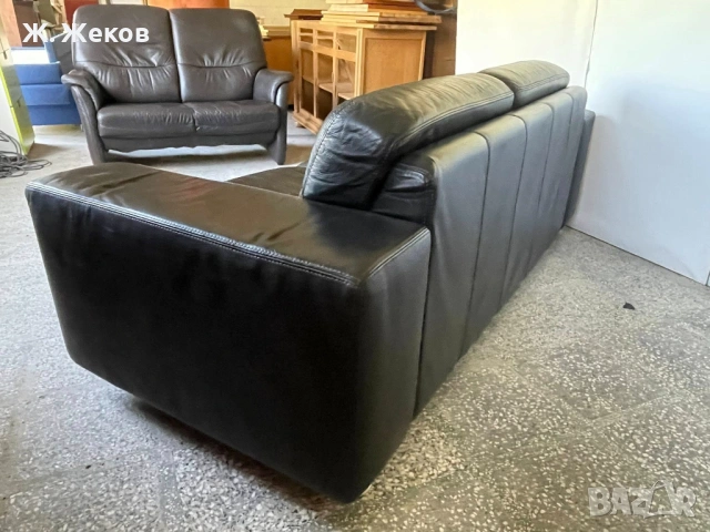 Стилен кожен черен картон, снимка 4 - Дивани и мека мебел - 54220092