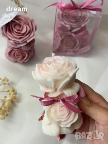 Декоративна соева свещ”Рози”, снимка 5 - Романтични подаръци - 52503229