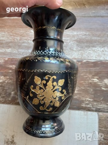 Гравирана месингова ваза, снимка 3 - Вази - 37292107