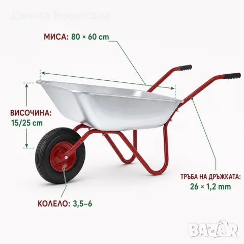 🌿🛠️ ПОЦИНКОВАНА ГРАДИНСКА КОЛИЧКА – 80/120 L 🛠️🌿, снимка 5 - Градински инструменти - 55827151