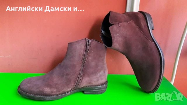 Английски дамски боти естествен велур , снимка 2 - Дамски боти - 39158025
