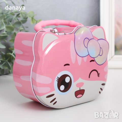 4001 Детска метална касичка Коте с катинар за заключване, снимка 3 - Други - 42134769