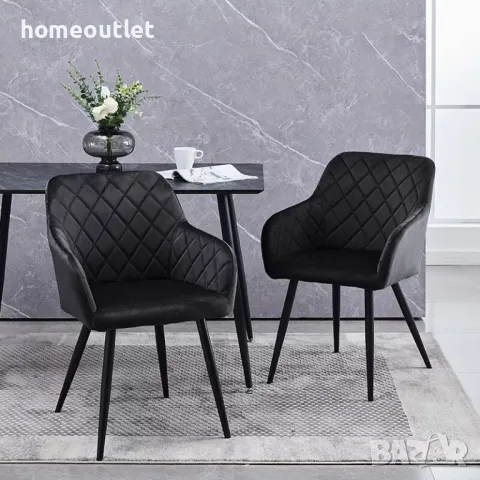 Трапезни столове – комплект от 2бр CLIPOP C-U-DC-0016GY, снимка 2 - Столове - 49006618