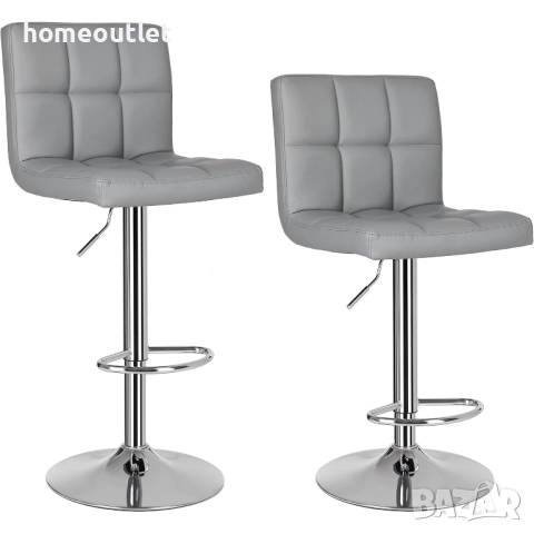 ПРОМОЦИЯ Бар столове с регулируема височина и дамаска от PU кожа, к-кт от 2 бр. SONGMICS LJB64G