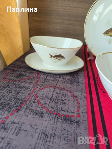 Порцеланов комплект плато, купа и сосиера , снимка 6 - Чинии - 51772321